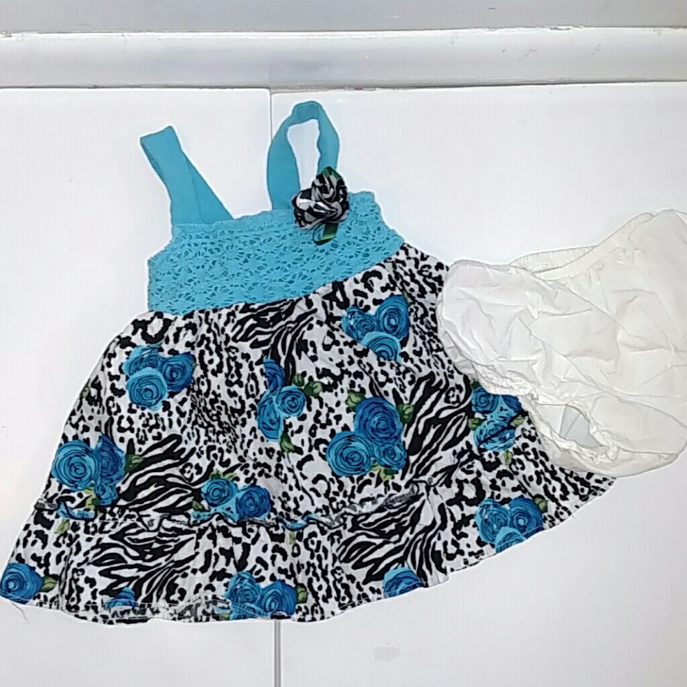 Blue black floral dress